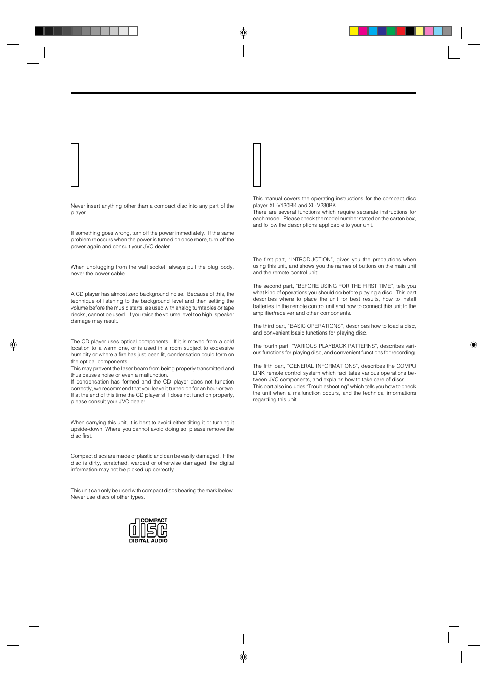 Introduction, Precautions, About this manual | JVC XL-V230BK User Manual | Page 4 / 19