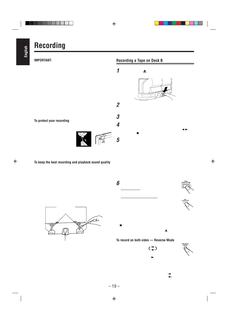 Recording | JVC CA-MXJ950R User Manual | Page 24 / 34