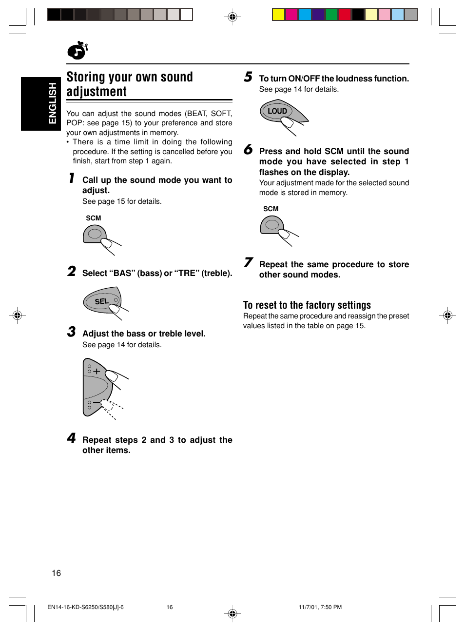 Storing your own sound adjustment | JVC Model KD-S580J User Manual | Page 16 / 27