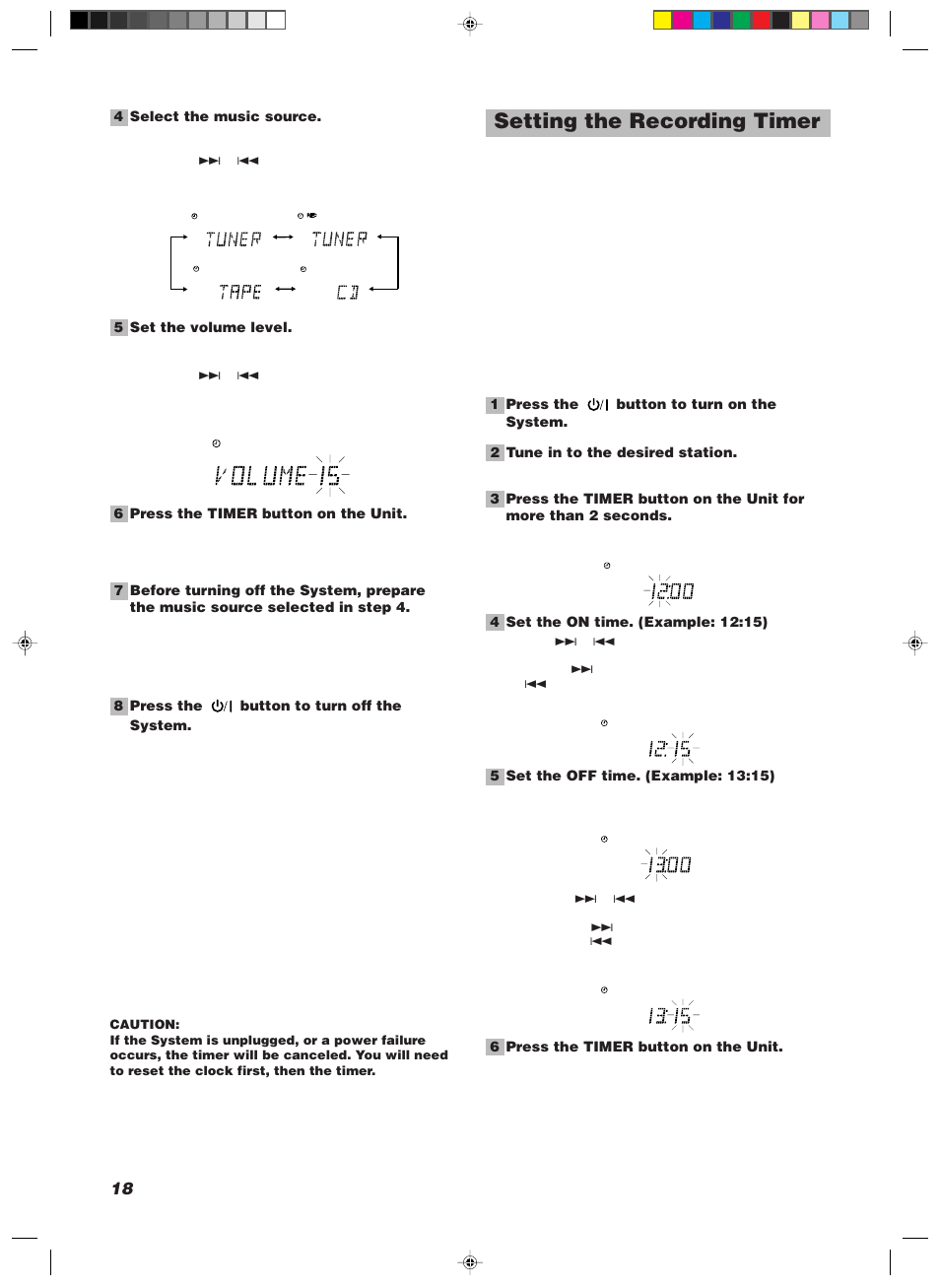 Setting the recording timer | JVC SP-UXV100 User Manual | Page 22 / 27