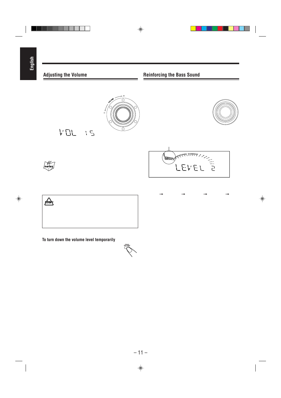 Adjusting the volume, Reinforcing the bass sound | JVC CA-MXDVA5 User Manual | Page 16 / 60