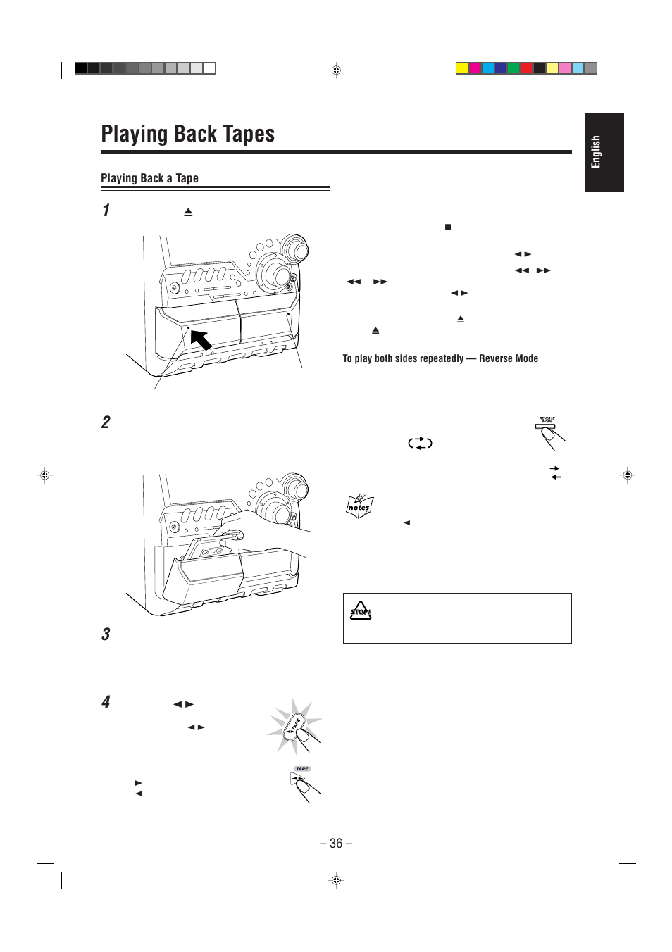 Playing back tapes | JVC CA-MXDVA5 User Manual | Page 41 / 60