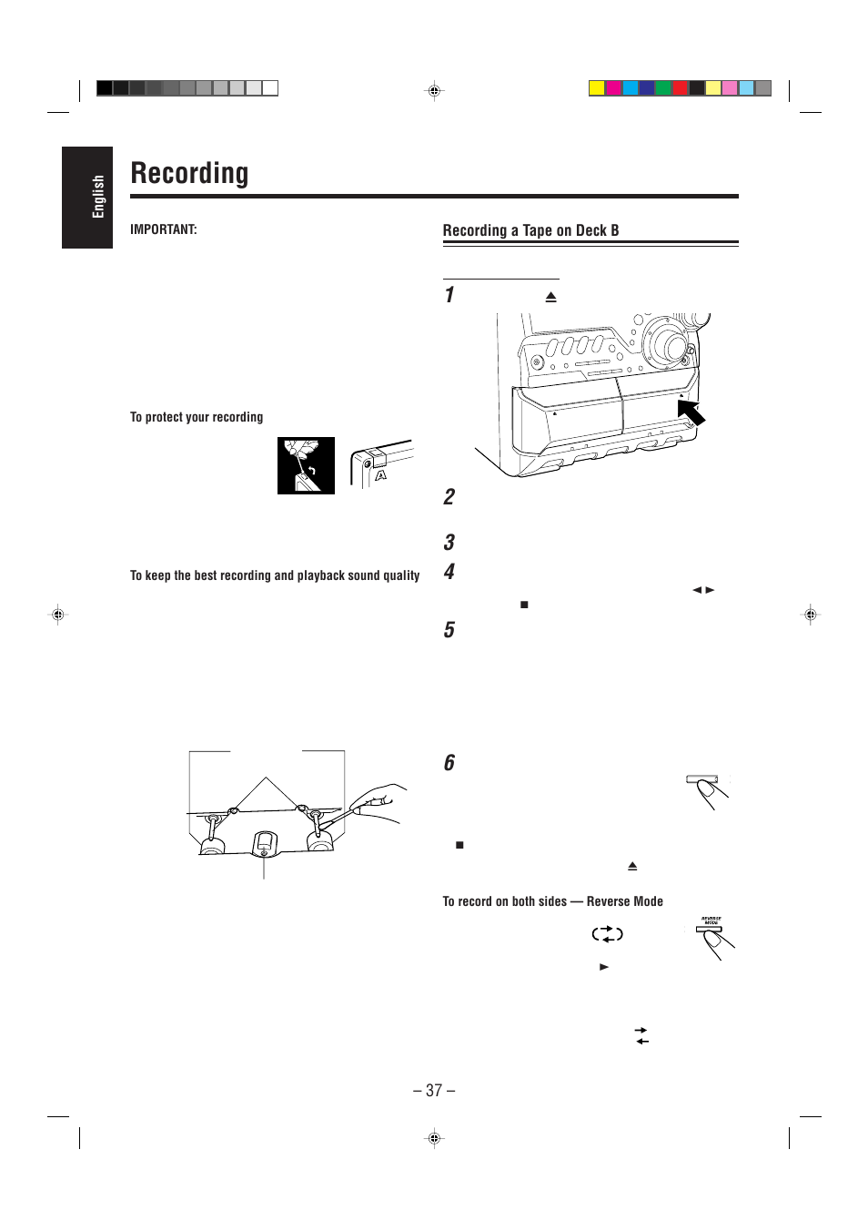 Recording | JVC CA-MXDVA5 User Manual | Page 42 / 60