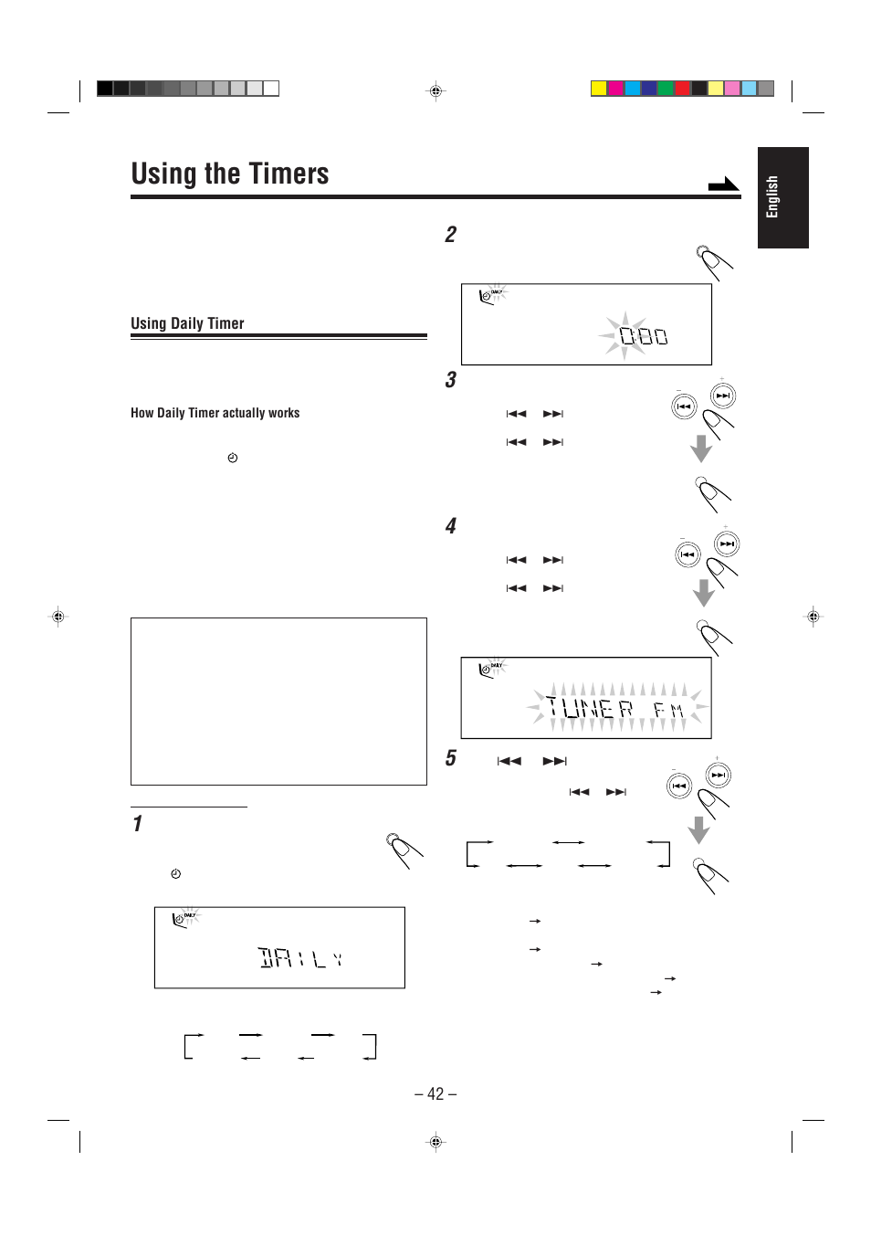 Using the timers, Using daily timer | JVC CA-MXDVA5 User Manual | Page 47 / 60