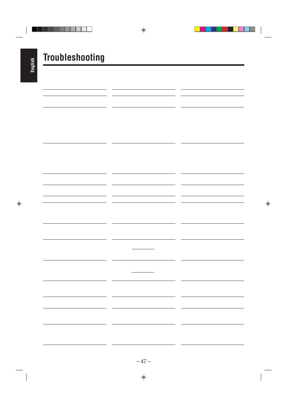 Troubleshooting | JVC CA-MXDVA5 User Manual | Page 52 / 60