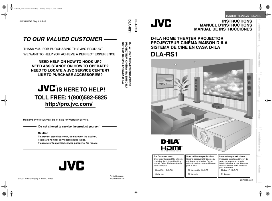 JVC DLA-RS1 User Manual | 50 pages