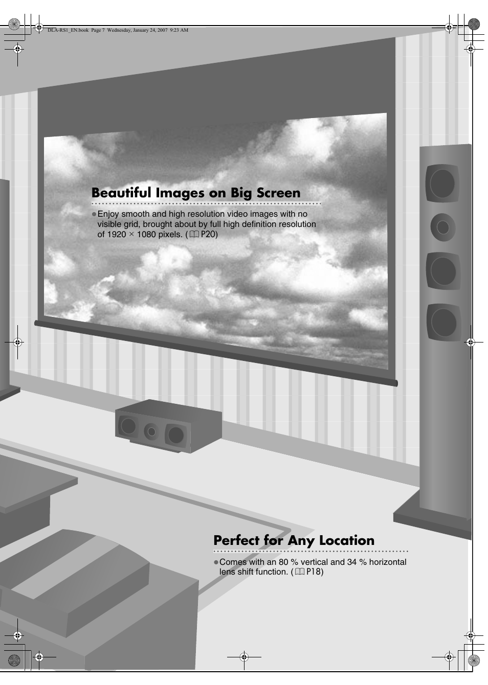 Beautiful images on big screen, Perfect for any location | JVC DLA-RS1 User Manual | Page 7 / 50