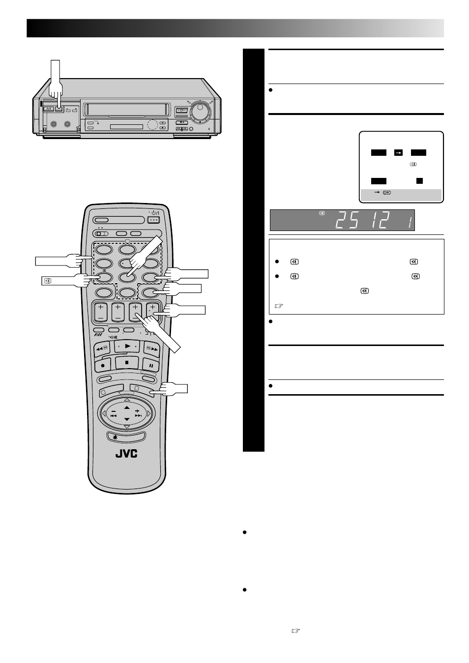 Enter programme date, Enter channel position, Return to normal screen | Engage recorder’s timer mode | JVC HR-E249E User Manual | Page 27 / 52