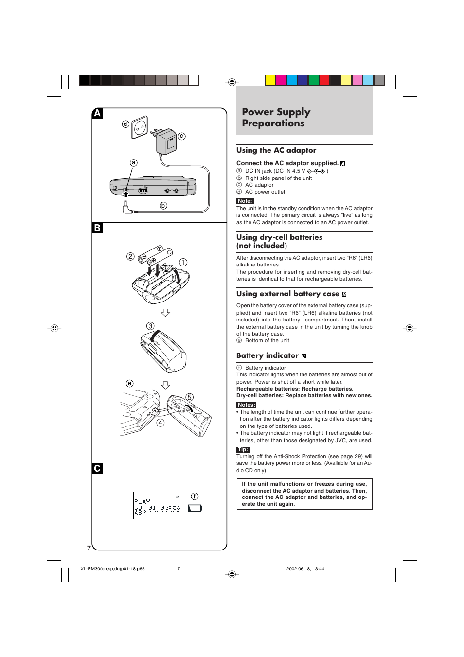 Power supply preparations | JVC XL-PM30SL User Manual | Page 10 / 48