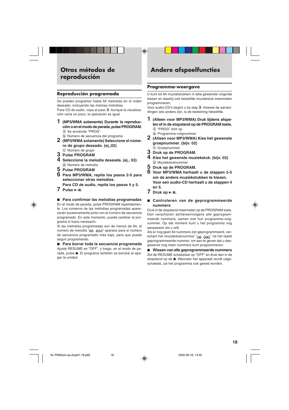 Otros métodos de reproducción, Andere afspeelfuncties | JVC XL-PM30SL User Manual | Page 21 / 48