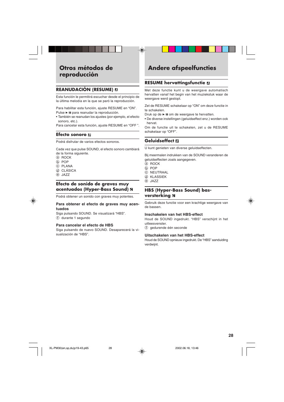 Otros métodos de reproducción, Andere afspeelfuncties | JVC XL-PM30SL User Manual | Page 31 / 48