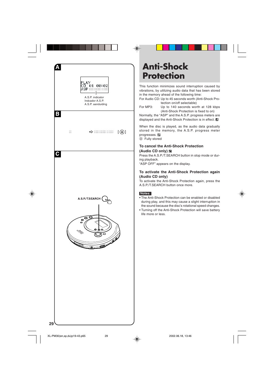 Anti-shock protection, Ac b | JVC XL-PM30SL User Manual | Page 32 / 48