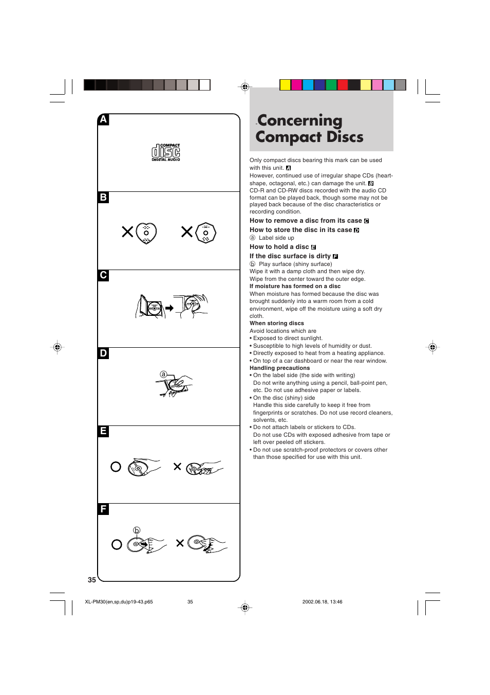 Concerning compact discs | JVC XL-PM30SL User Manual | Page 38 / 48