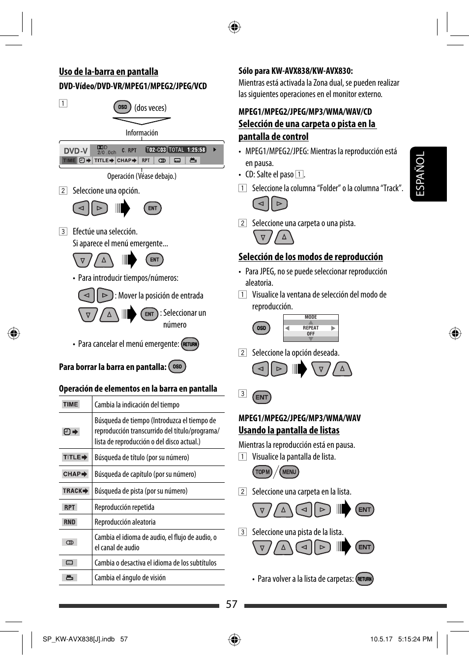 57 esp añol | JVC LVT2086-001B User Manual | Page 127 / 147