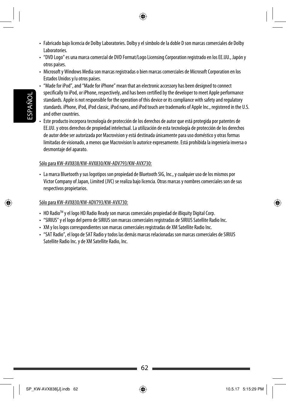 62 español | JVC LVT2086-001B User Manual | Page 132 / 147