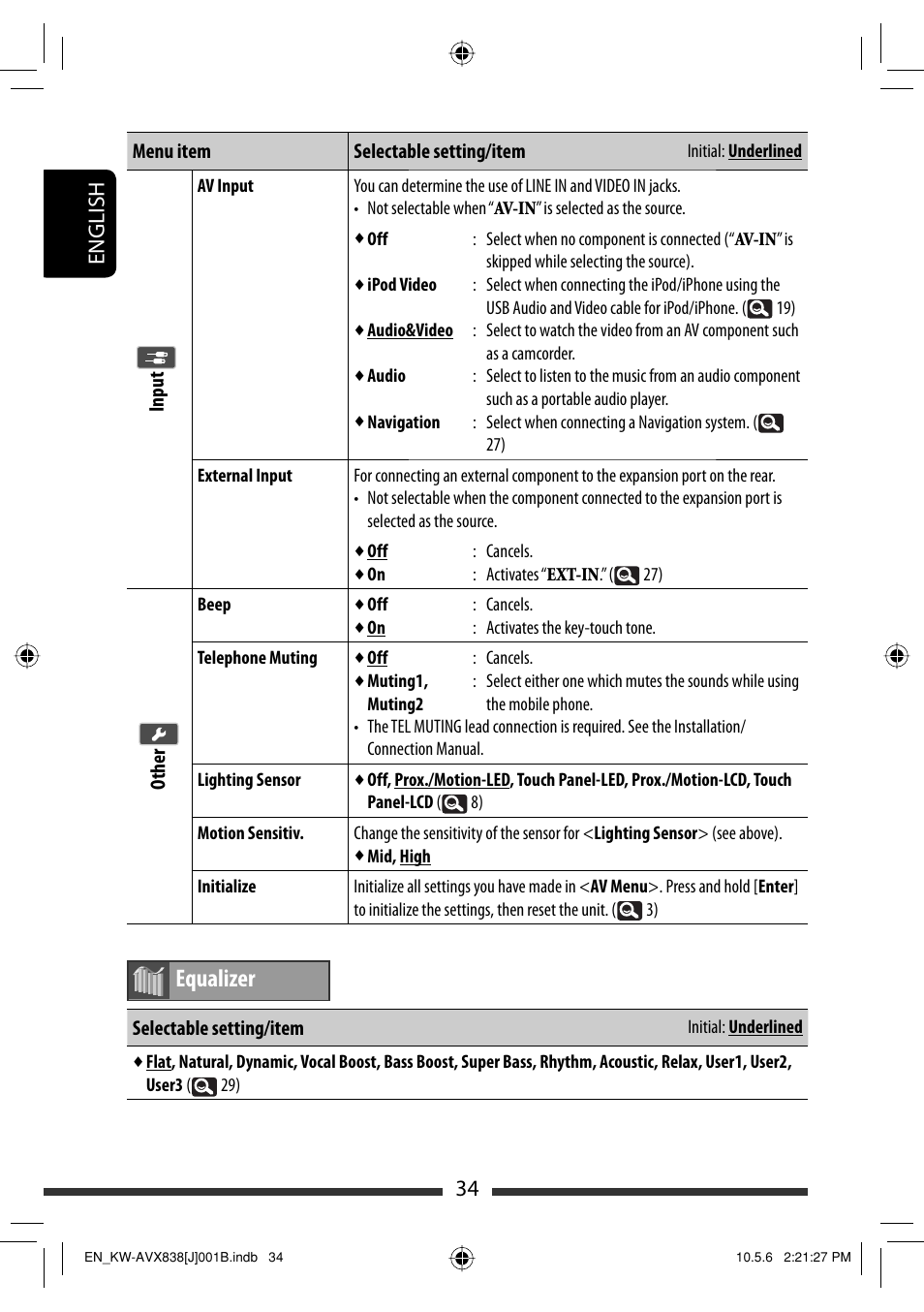 Equalizer, 34 english | JVC LVT2086-001B User Manual | Page 34 / 147