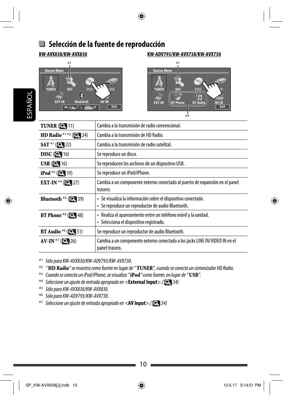 Selección de la fuente de reproducción, 10 español | JVC LVT2086-001B User Manual | Page 80 / 147