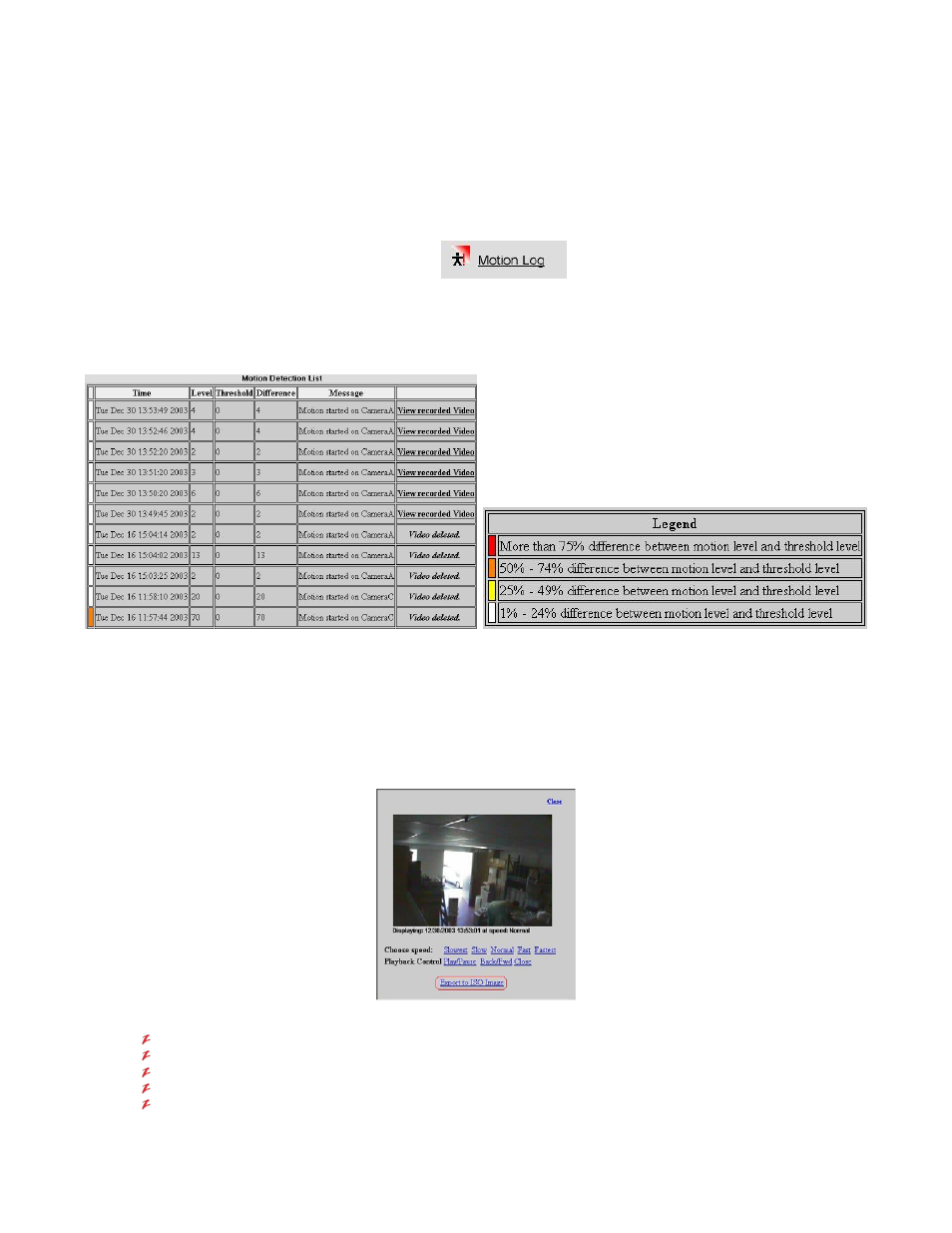 Vr-n100u users manual, Motion log, Iso files | JVC VR-N100U User Manual | Page 40 / 98