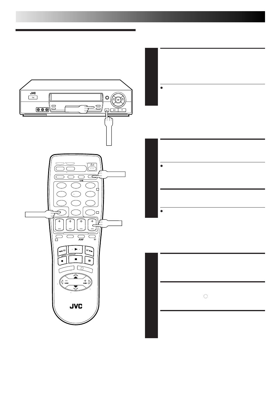 Recording features, Select channel to watch, Start recording | Engage itr mode, Set recording duration, Set counter display, Reset counter | JVC HR-J667MS User Manual | Page 18 / 48