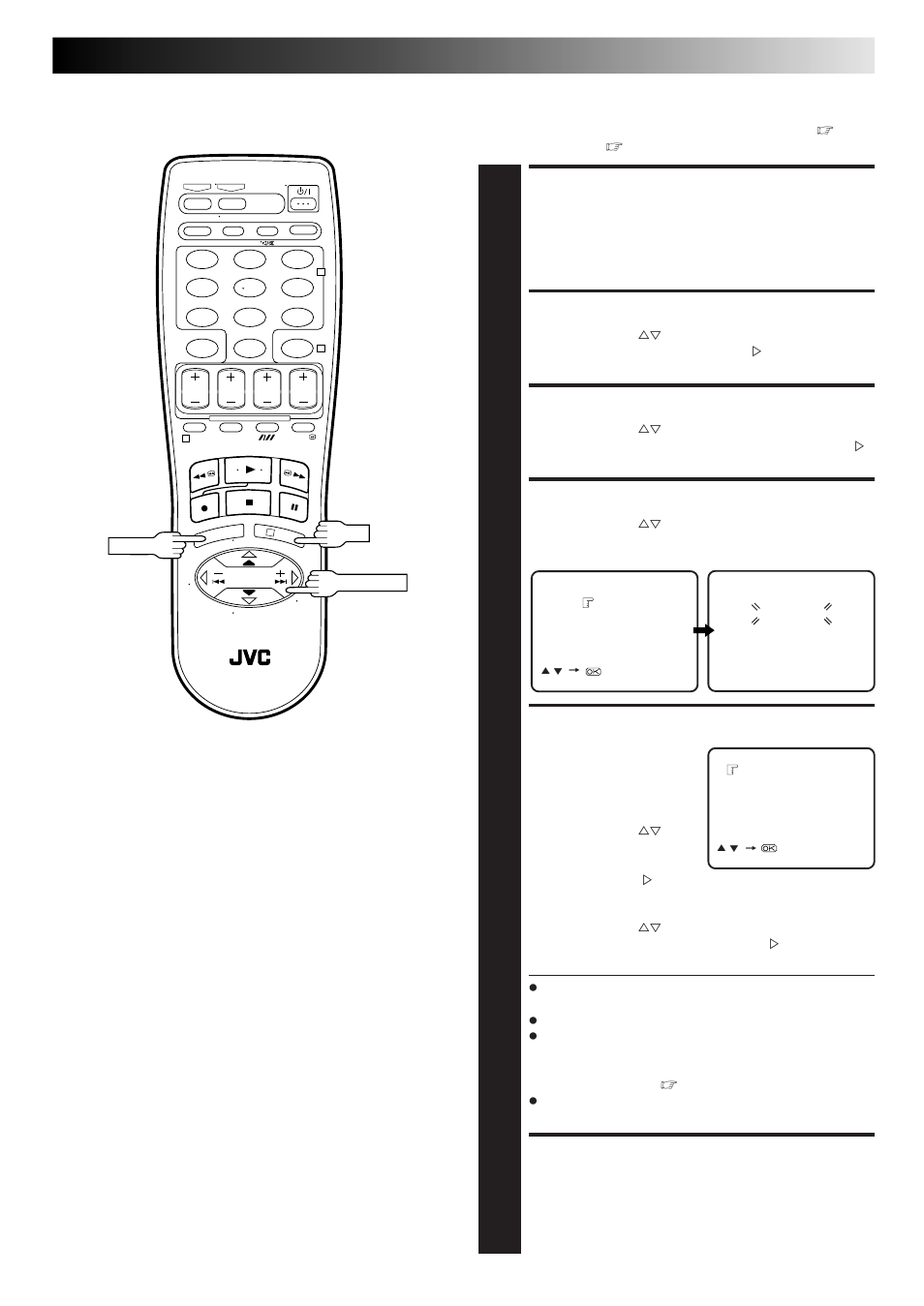Access tuner set screen, Access channel list, Select position | Select band, Set desired station, Return to normal screen, Manual channel set | JVC HR-J667MS User Manual | Page 37 / 48