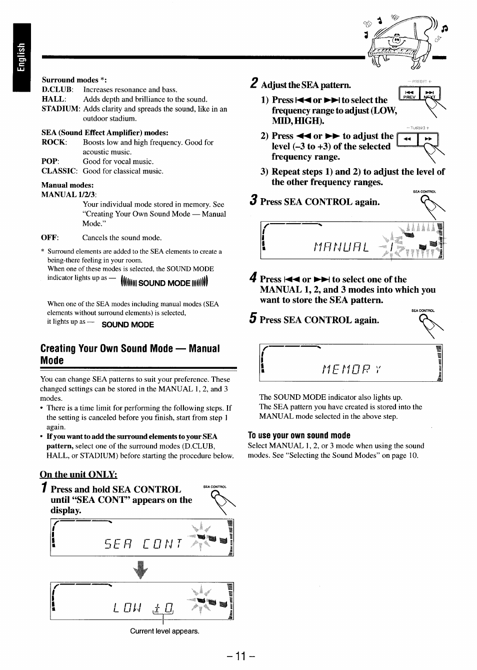 Creating your own sound mode — manual mode | JVC MX-J680V User Manual | Page 16 / 38