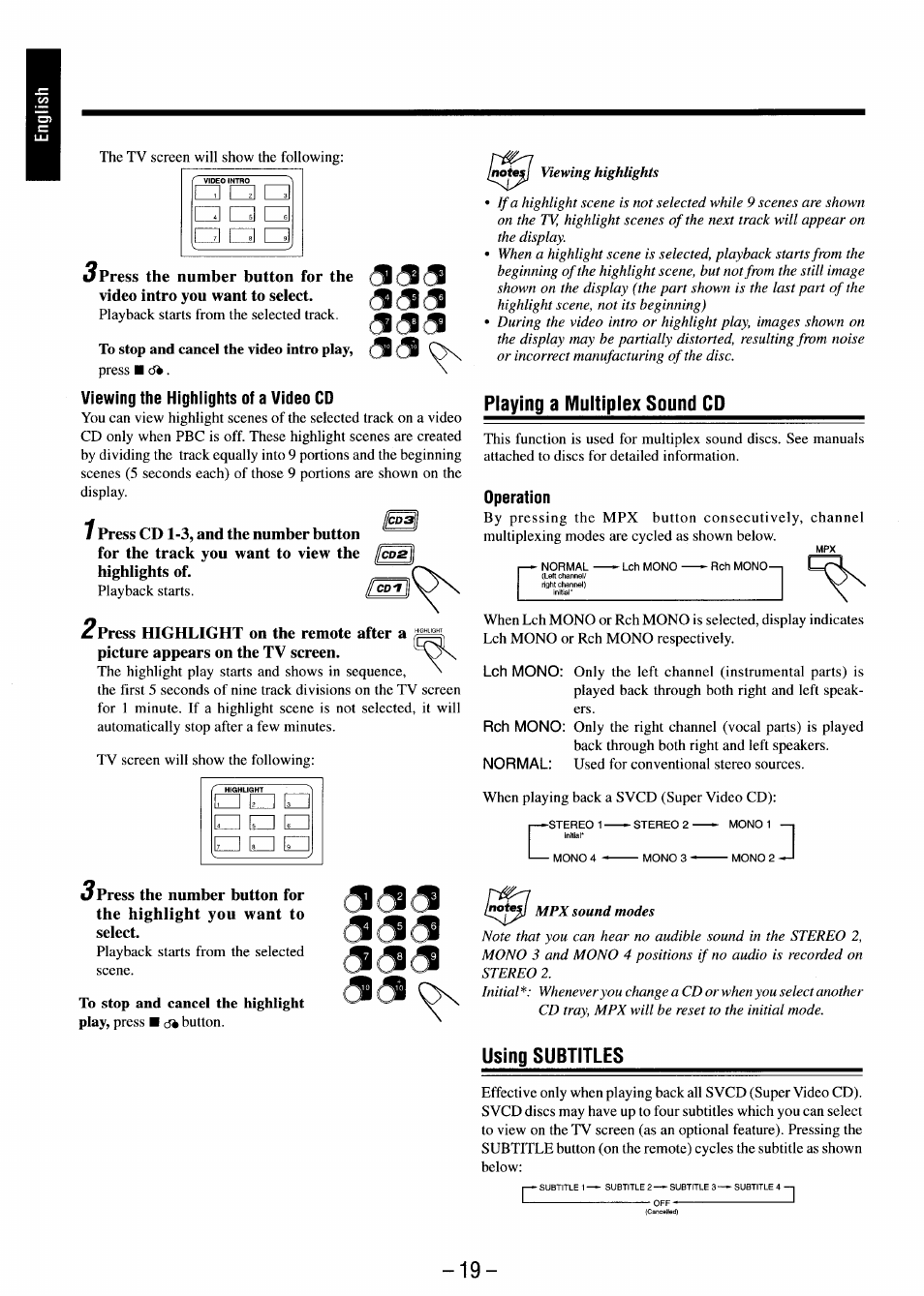 Il i i2 i i3 i, Okjio, Playing a multiplex sound cd | Using subtitles | JVC MX-J680V User Manual | Page 24 / 38