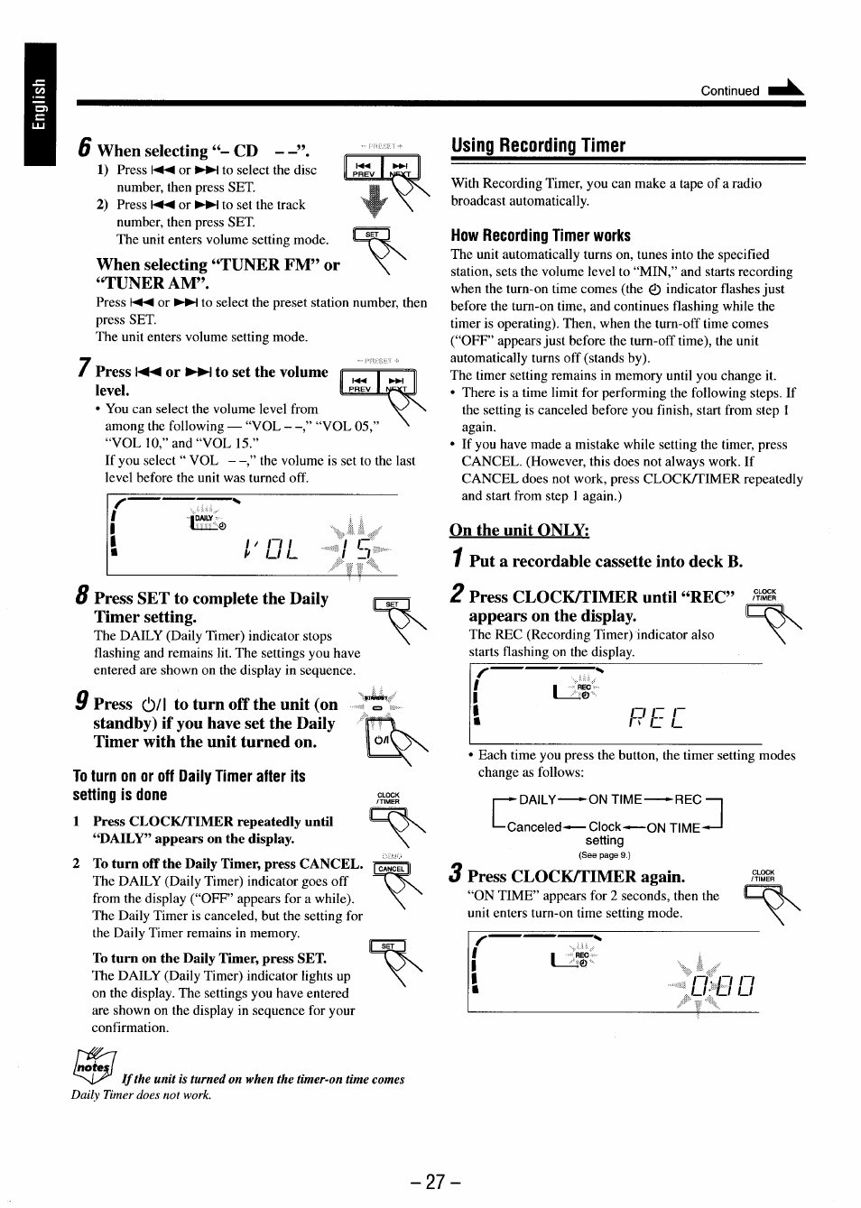 Using recording timer, How recording timer works | JVC MX-J680V User Manual | Page 32 / 38