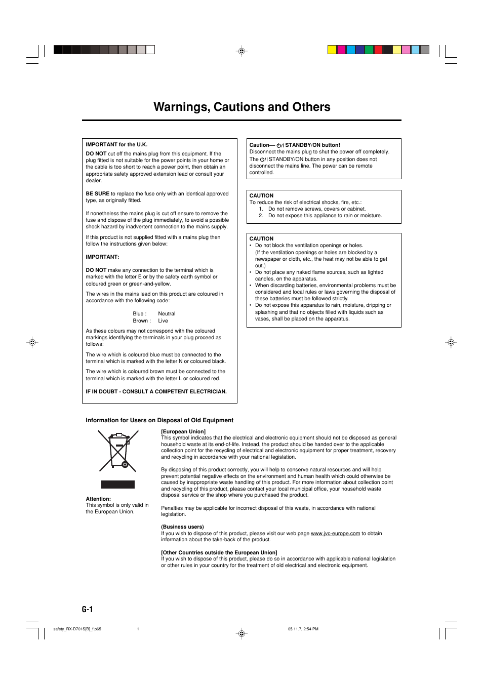 Warnings, cautions and others | JVC 1105RYMMDWJEIN User Manual | Page 2 / 63