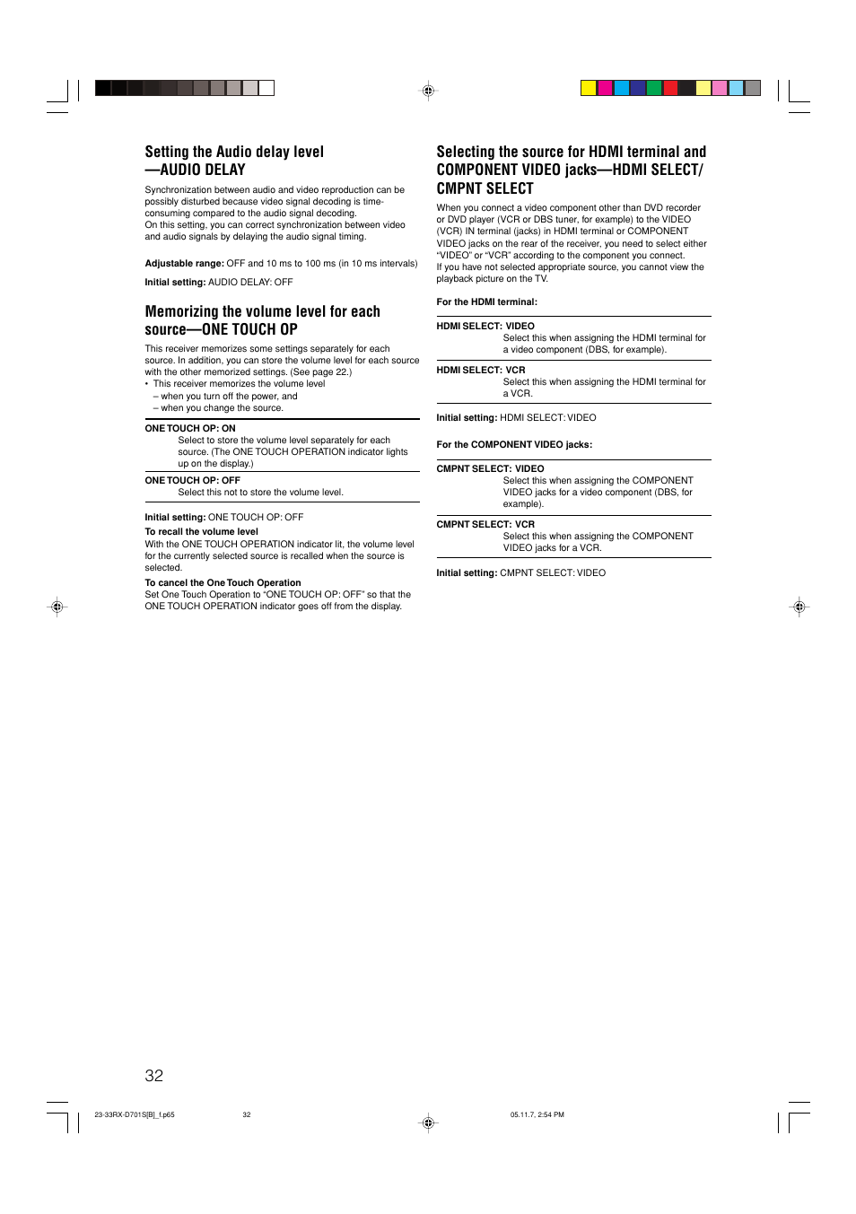 Setting the audio delay level —audio delay | JVC 1105RYMMDWJEIN User Manual | Page 36 / 63