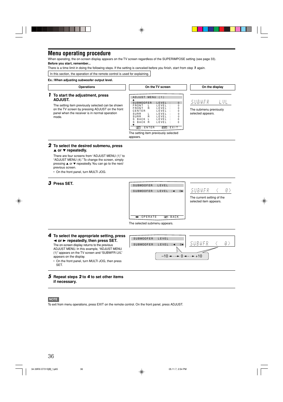 Menu operating procedure | JVC 1105RYMMDWJEIN User Manual | Page 40 / 63