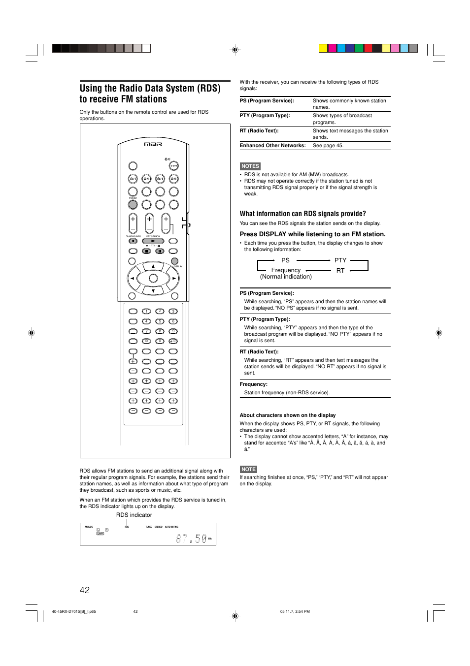 What information can rds signals provide, Press display while listening to an fm station | JVC 1105RYMMDWJEIN User Manual | Page 46 / 63