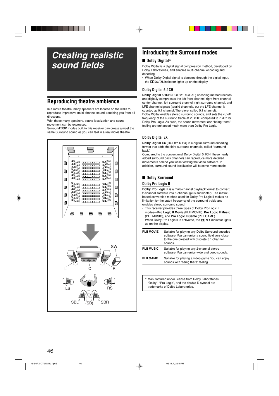 Creating realistic sound fields, Reproducing theatre ambience, Introducing the surround modes | JVC 1105RYMMDWJEIN User Manual | Page 50 / 63