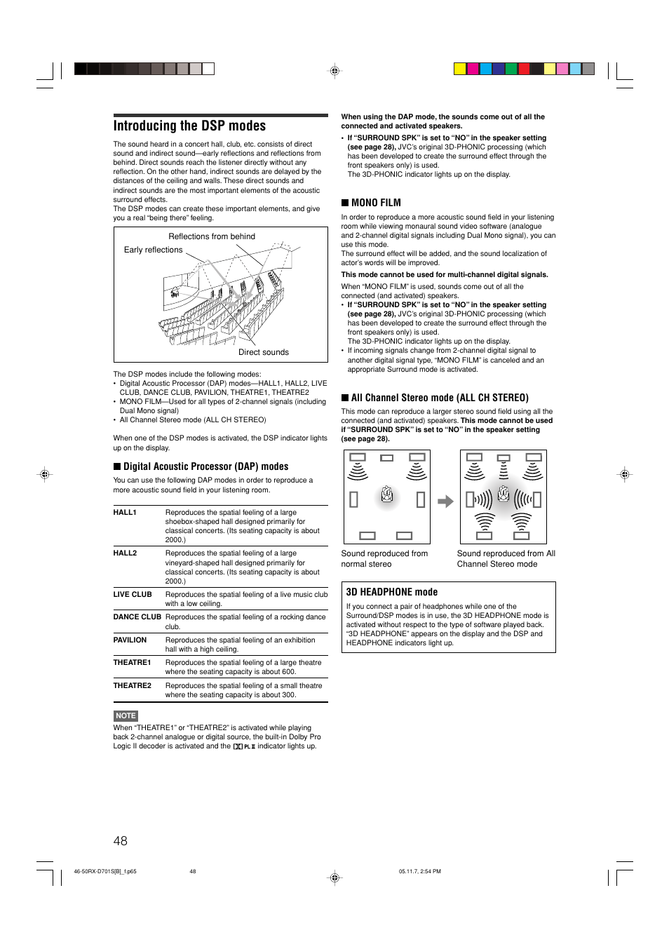 Introducing the dsp modes | JVC 1105RYMMDWJEIN User Manual | Page 52 / 63