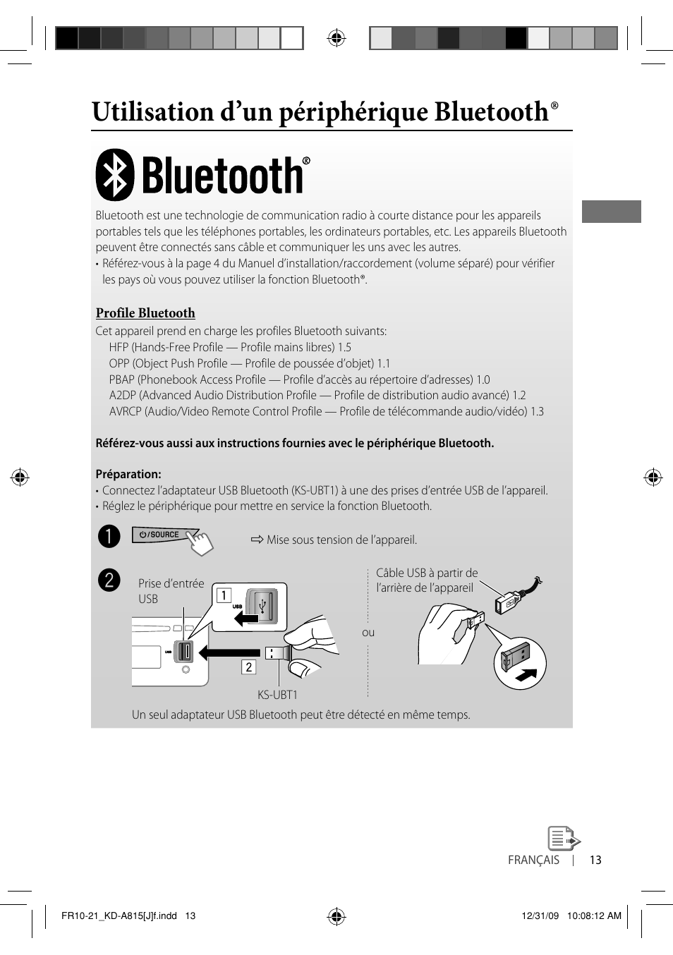 Utilisation d’un périphérique bluetooth | JVC GET0651-001A User Manual | Page 109 / 145