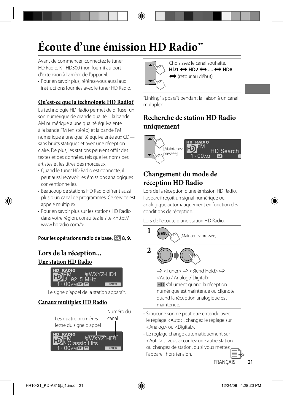 Écoute d’une émission hd radio, Lors de la réception | JVC GET0651-001A User Manual | Page 117 / 145