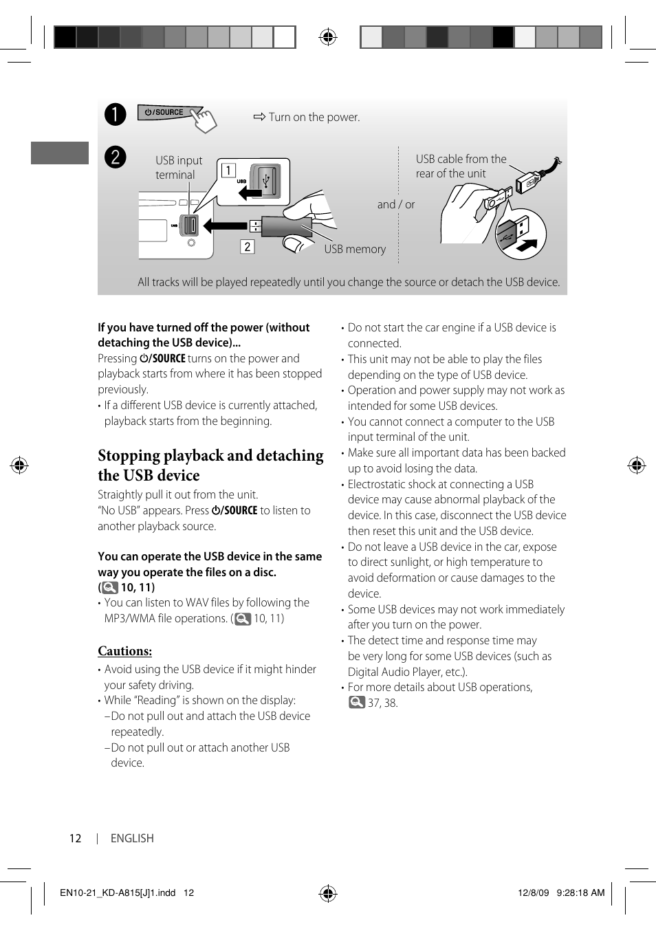 Stopping playback and detaching the usb device | JVC GET0651-001A User Manual | Page 12 / 145