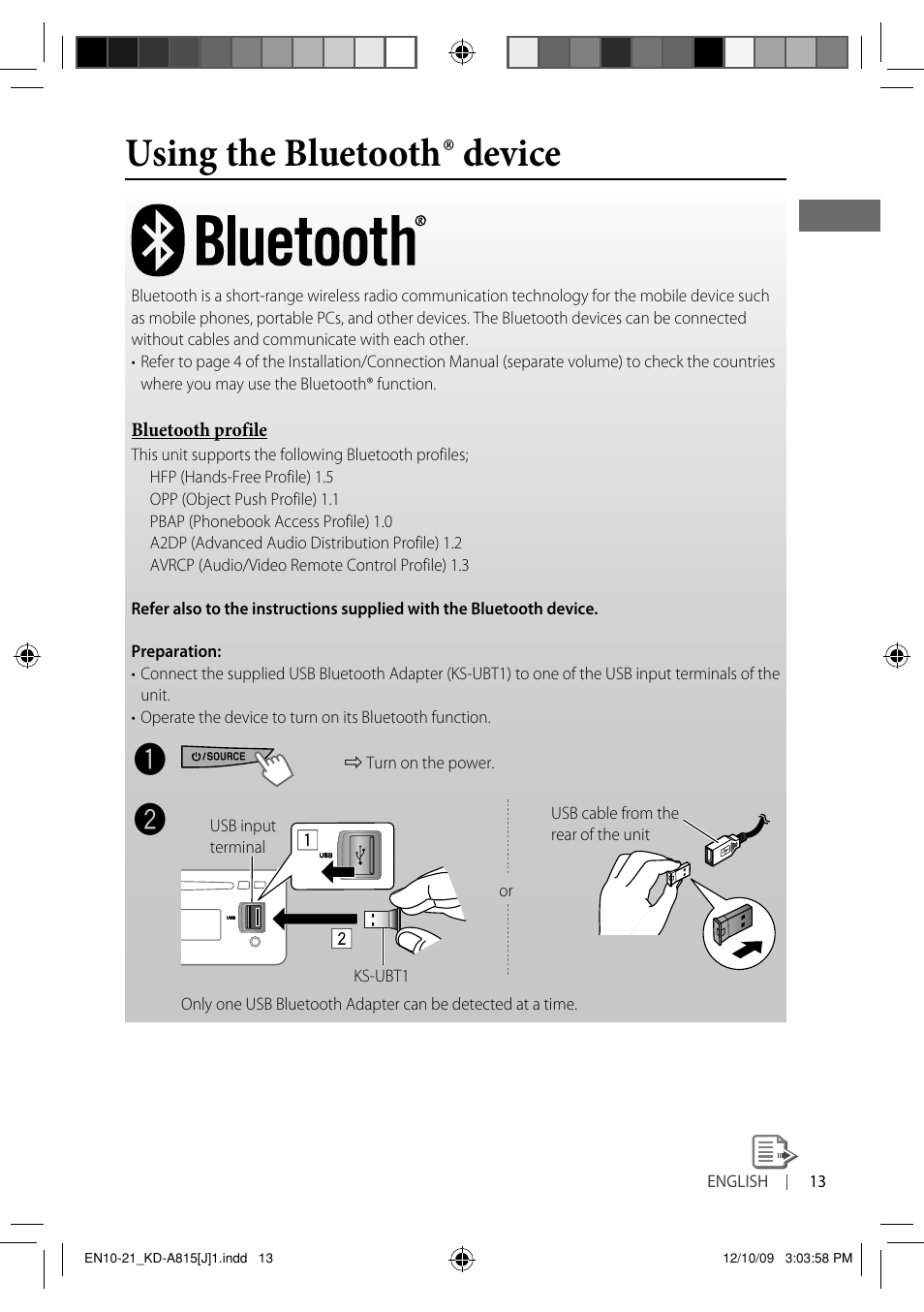 Using the bluetooth ® device | JVC GET0651-001A User Manual | Page 13 / 145