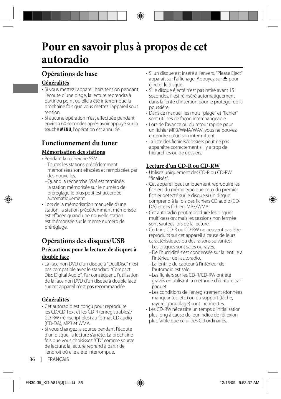 Pour en savoir plus à propos de cet autoradio, Opérations de base, Fonctionnement du tuner | Opérations des disques/usb | JVC GET0651-001A User Manual | Page 132 / 145