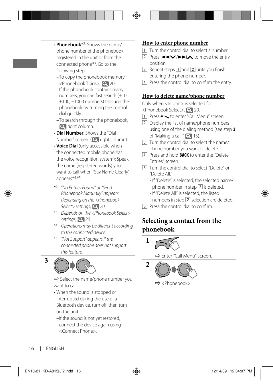 Selecting a contact from the phonebook | JVC GET0651-001A User Manual | Page 16 / 145