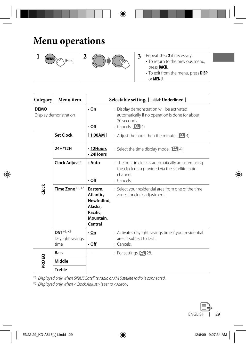 Menu operations | JVC GET0651-001A User Manual | Page 29 / 145