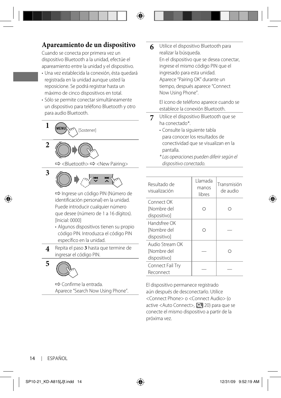 Apareamiento de un dispositivo | JVC GET0651-001A User Manual | Page 62 / 145