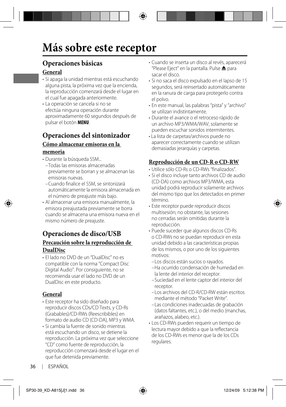 Más sobre este receptor, Operaciones básicas, Operaciones del sintonizador | Operaciones de disco/usb | JVC GET0651-001A User Manual | Page 84 / 145