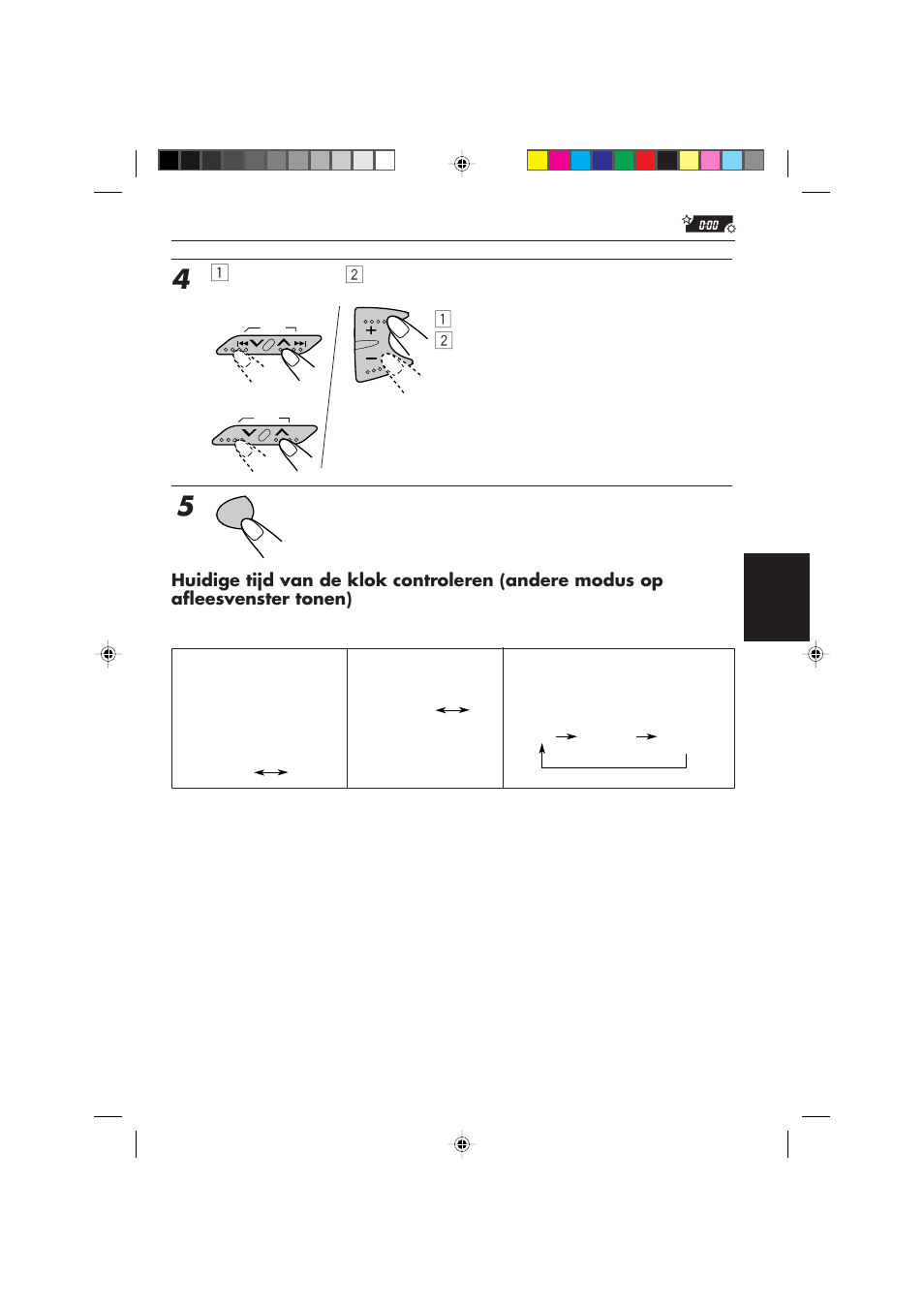 Stel de klok in werking. 1 2 | JVC KS-FX450R User Manual | Page 111 / 122