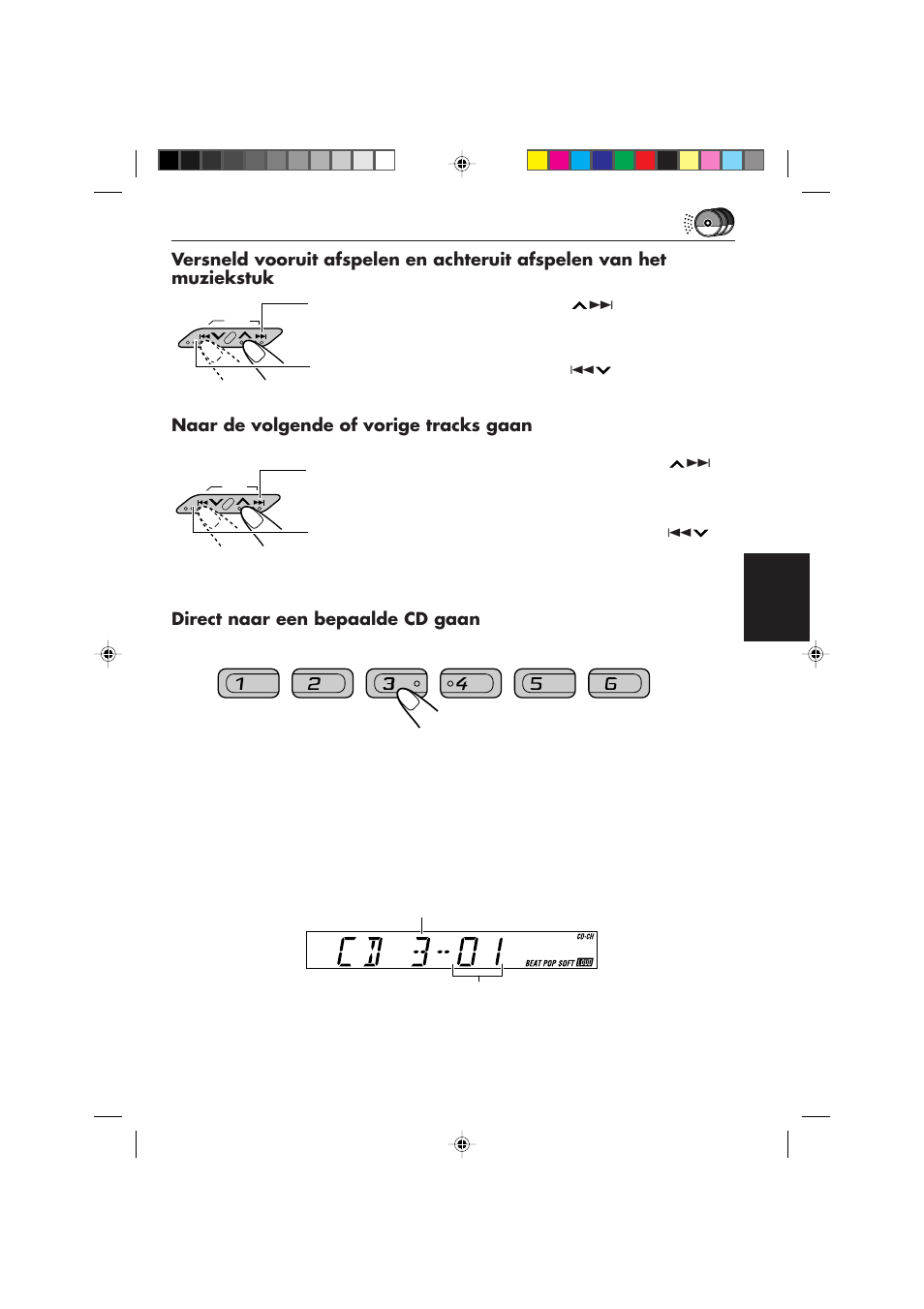 Naar de volgende of vorige tracks gaan, Direct naar een bepaalde cd gaan | JVC KS-FX450R User Manual | Page 117 / 122