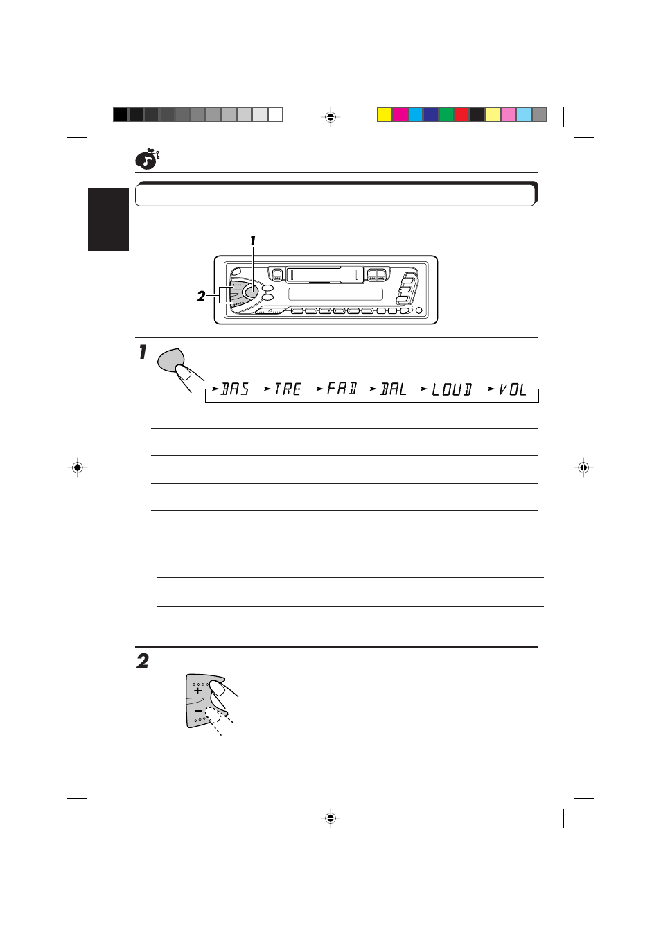 Adjusting the sound, Select the item you want to adjust, Adjust the level | JVC KS-FX450R User Manual | Page 18 / 122
