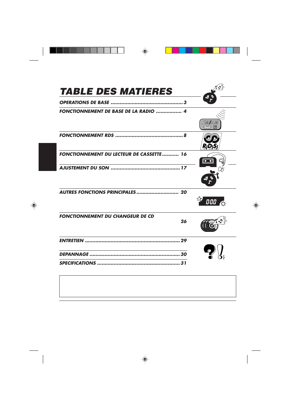 Table des matieres | JVC KS-FX450R User Manual | Page 62 / 122