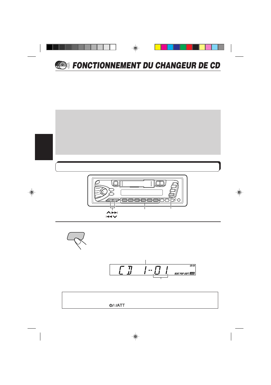 Fonctionnement du changeur de cd, Lecture de cd, Choisissez le changeur automatique de cd | JVC KS-FX450R User Manual | Page 86 / 122
