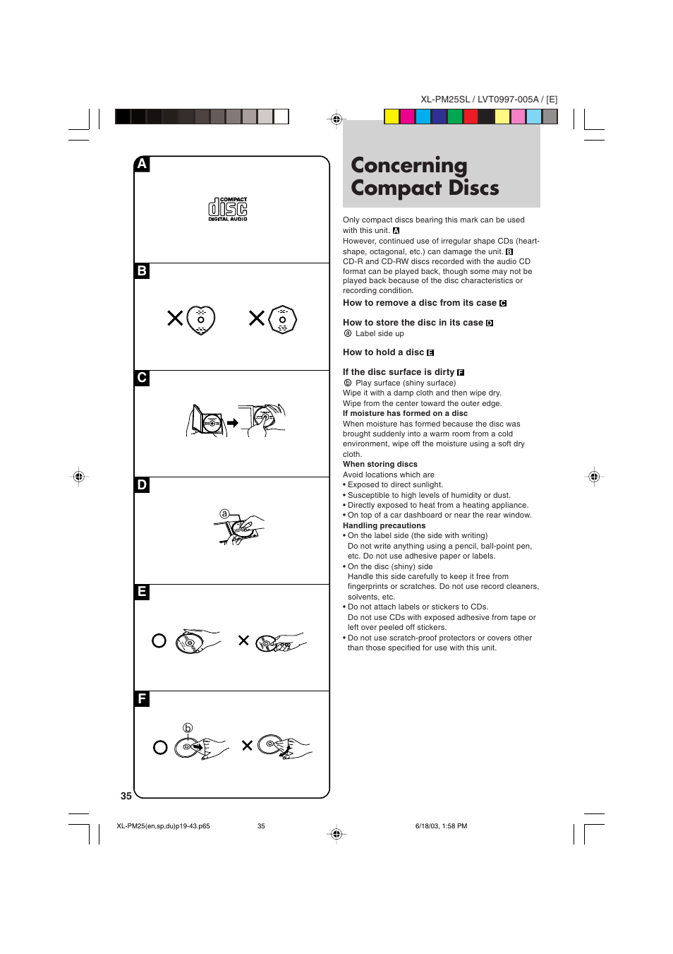 Concerning compact discs | JVC XL-PM25SL User Manual | Page 38 / 48