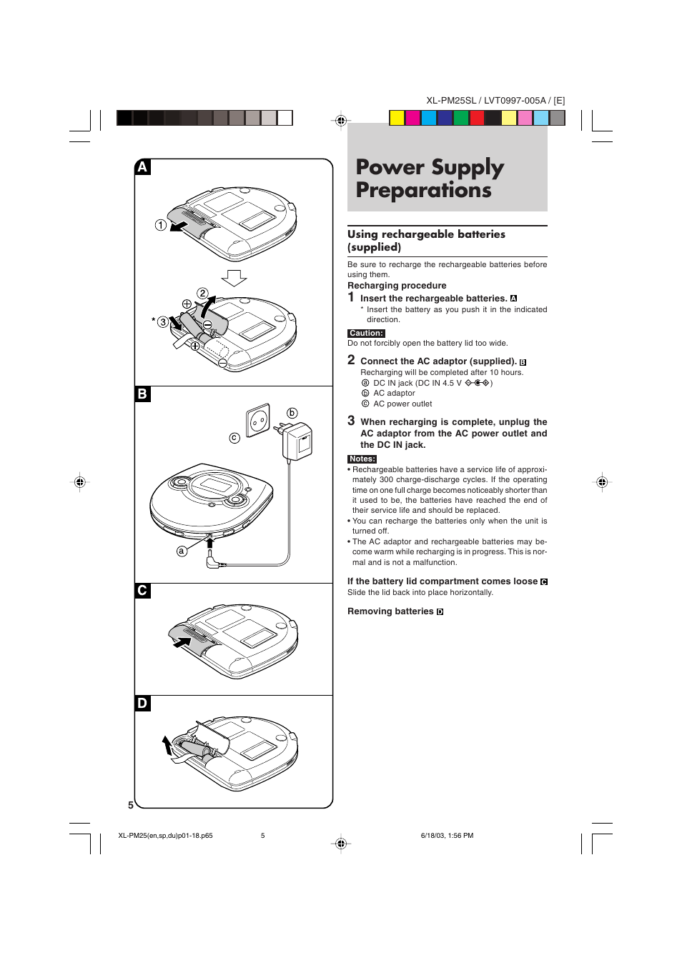 Power supply preparations | JVC XL-PM25SL User Manual | Page 8 / 48