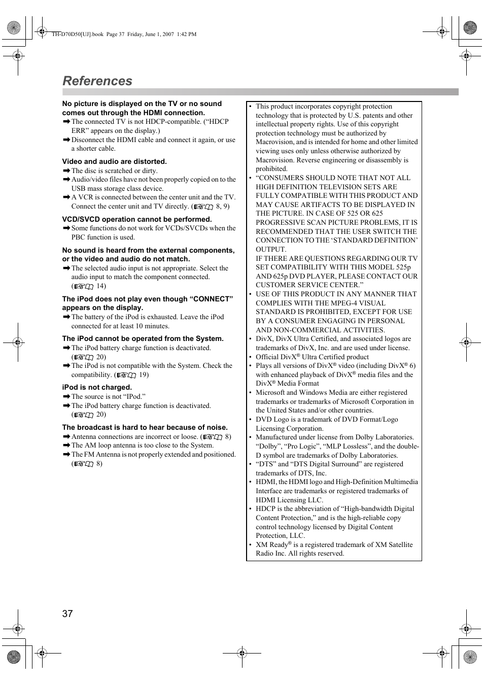 References | JVC SP-THD5F User Manual | Page 40 / 43